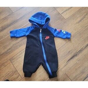 Nike Baby Long Sleeve One Piece Jumpsuit Bodysuit Size New Born  Black Bl Zip Up